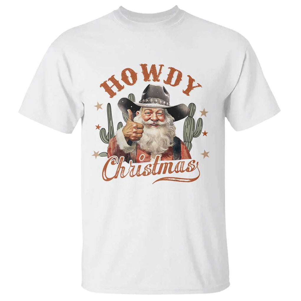 Funny Western Xmas T Shirt Howdy Christmas Retro Cowboy Santa Country TS11 White Print Your Wear