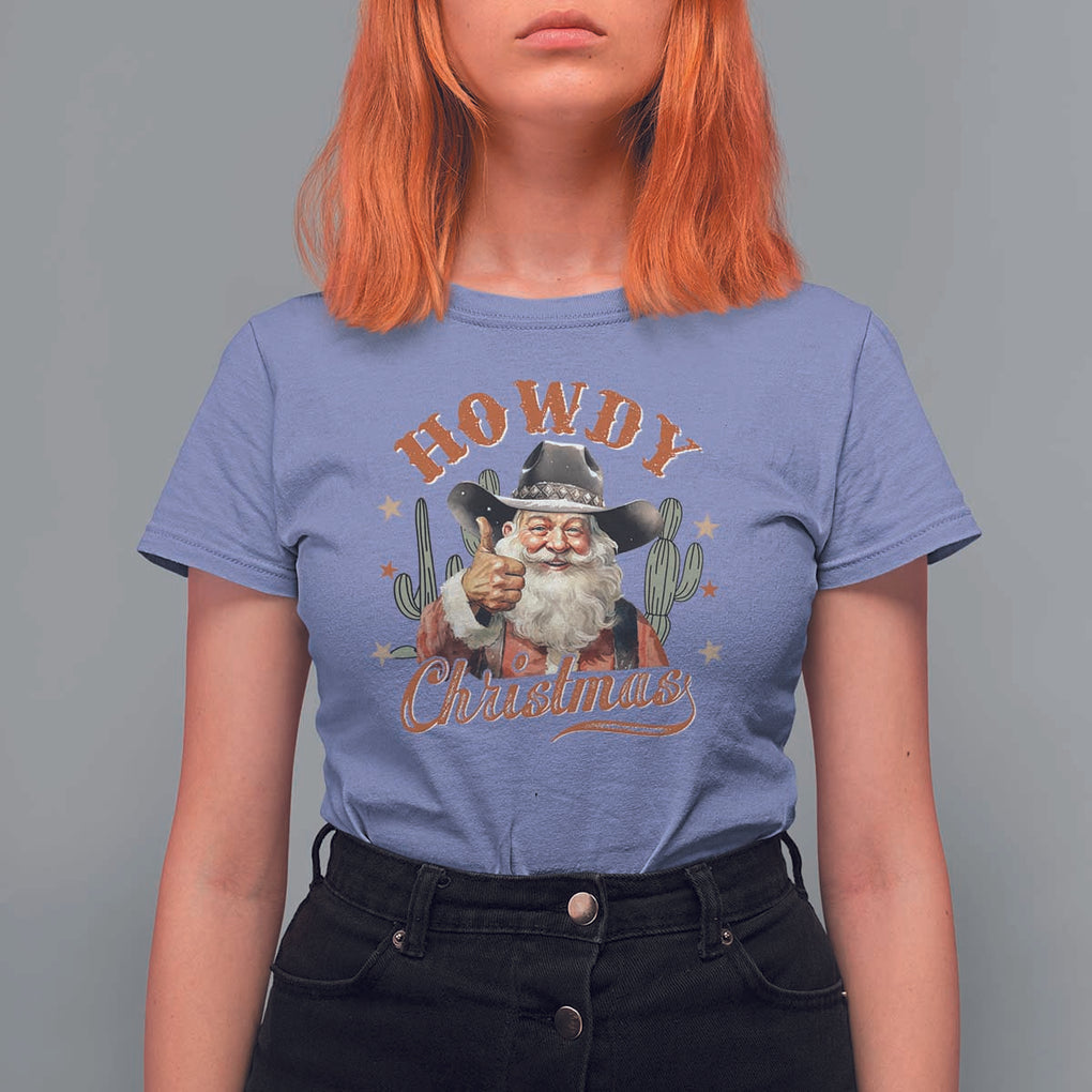 Funny Western Xmas T Shirt For Women Howdy Christmas Retro Cowboy Santa Country TS11 Violet Print Your Wear
