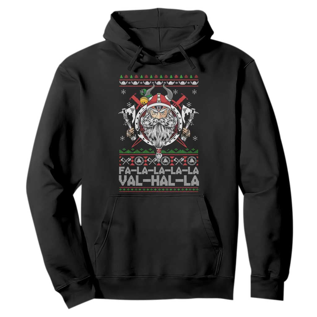 Christmas Viking Hoodie Fa La La La La Val Hal La Santa Viking Warriors TS11 Black Print Your Wear