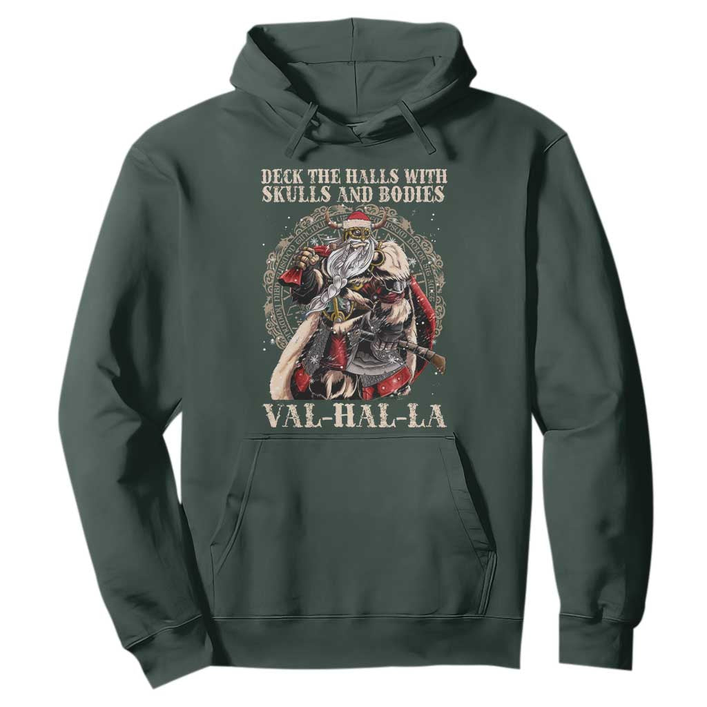 Viking Christmas Hoodie Deck The Halls With Skulls And Bodies Valhalla TS11 Dark Forest Green Print Your Wear