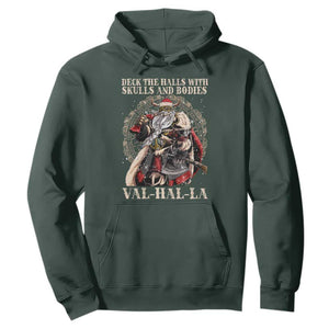 Viking Christmas Hoodie Deck The Halls With Skulls And Bodies Valhalla TS11 Dark Forest Green Print Your Wear