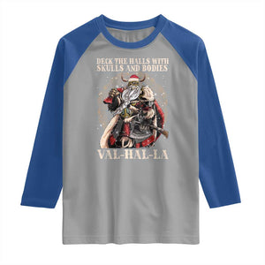 Viking Christmas Raglan Shirt Deck The Halls With Skulls And Bodies Valhalla TS11 Sport Gray Royal Print Your Wear