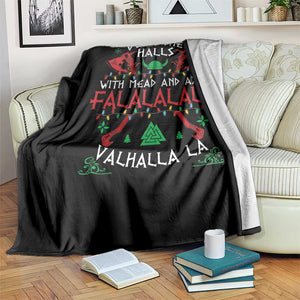 Viking Christmas Throw Blanket Deck The Halls With Mead And Axes Falalala Valhalla La TS11 Print Your Wear