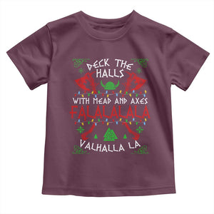 Viking Christmas Baby Shirt Deck The Halls With Mead And Axes Falalala Valhalla La TS11 Maroon Print Your Wear