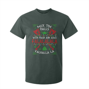 Viking Christmas T Shirt For Kid Deck The Halls With Mead And Axes Falalala Valhalla La TS11 Dark Forest Green Print Your Wear