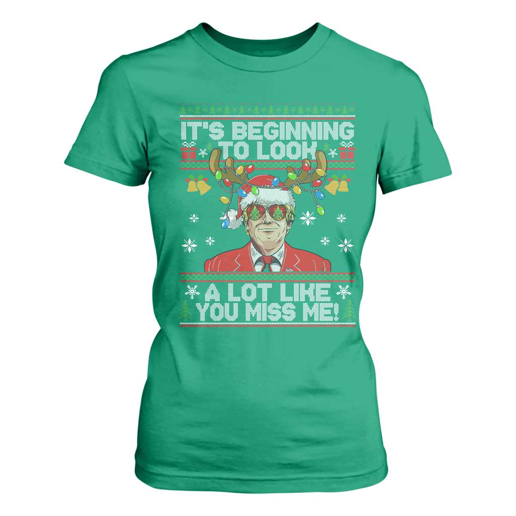 Funny Trump Christmas T Shirt For Women It's Beginning To Look A Lot Like You Miss Me TS11 Irish Green Print Your Wear