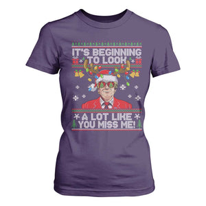 Funny Trump Christmas T Shirt For Women It's Beginning To Look A Lot Like You Miss Me TS11 Purple Print Your Wear