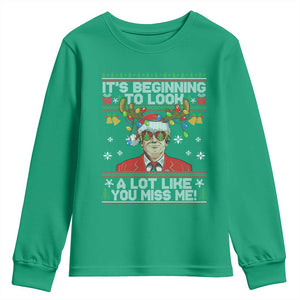 Funny Trump Christmas Youth Sweatshirt It's Beginning To Look A Lot Like You Miss Me TS11 Irish Green Print Your Wear
