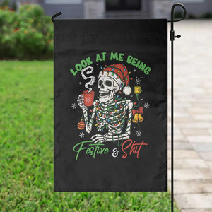Look At Me Being Festive And Shit Garden Flag Funny Christmas Skeleton TS11 Print Your Wear