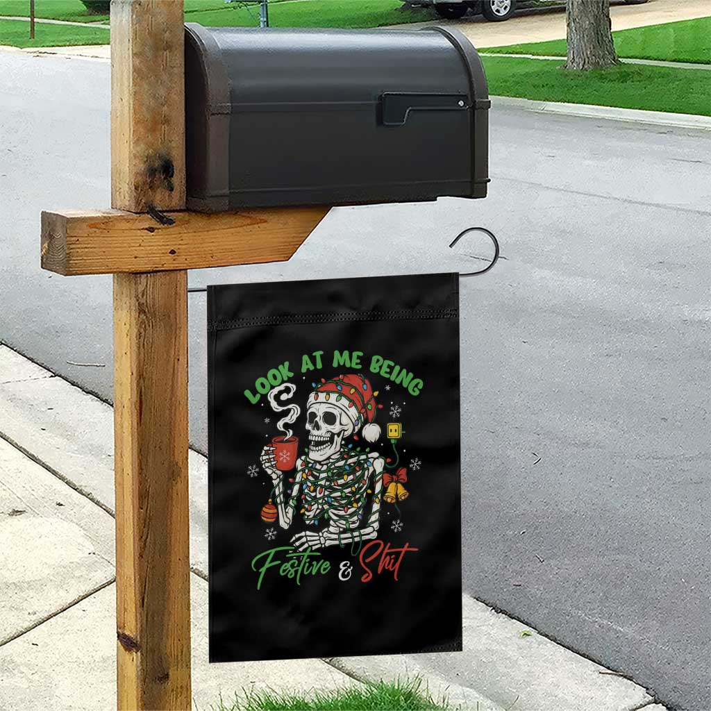 Look At Me Being Festive And Shit Garden Flag Funny Christmas Skeleton TS11 Print Your Wear