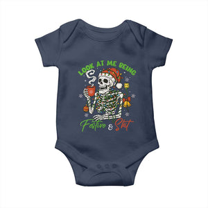 Look At Me Being Festive And Shit Baby Onesie Funny Christmas Skeleton TS11 Navy Print Your Wear