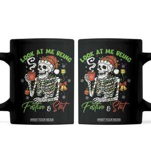 Look At Me Being Festive And Shit Coffee Mug Funny Christmas Skeleton TS11 Black Print Your Wear