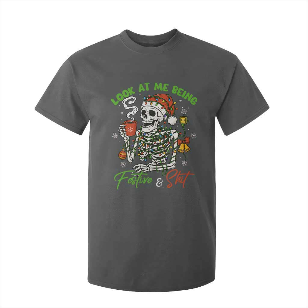 Look At Me Being Festive And Shit T Shirt For Kid Funny Christmas Skeleton TS11 Dark Heather Print Your Wear