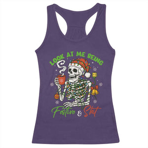 Look At Me Being Festive And Shit Racerback Tank Top Funny Christmas Skeleton TS11 Purple Print Your Wear