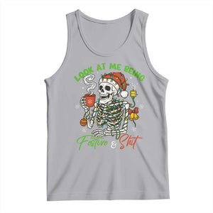 Look At Me Being Festive And Shit Tank Top Funny Christmas Skeleton TS11 Athletic Heather Print Your Wear