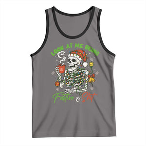 Look At Me Being Festive And Shit Tank Top Funny Christmas Skeleton TS11 Deep Heather Black Print Your Wear