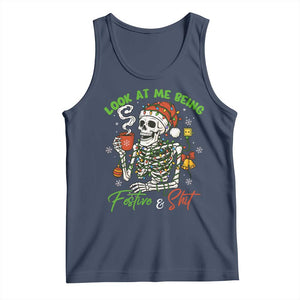 Look At Me Being Festive And Shit Tank Top Funny Christmas Skeleton - Print Your Wear