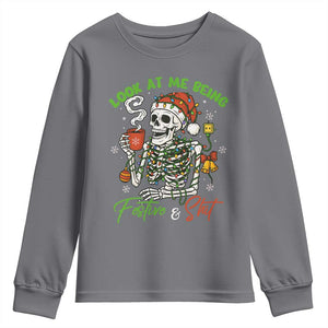 Look At Me Being Festive And Shit Youth Sweatshirt Funny Christmas Skeleton TS11 Charcoal Print Your Wear