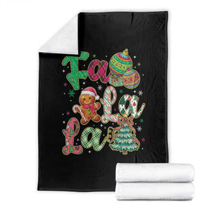 Funny Falala Christmas Song Faux Glitter Gingerbread Throw Blanket TS11 Black Print Your Wear