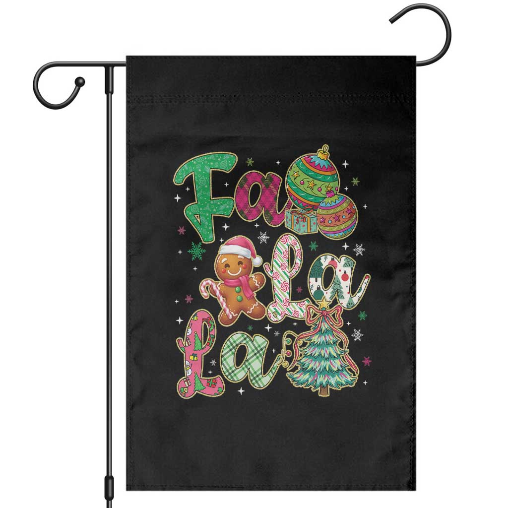 Funny Falala Christmas Song Faux Glitter Gingerbread Garden Flag TS11 Black Print Your Wear
