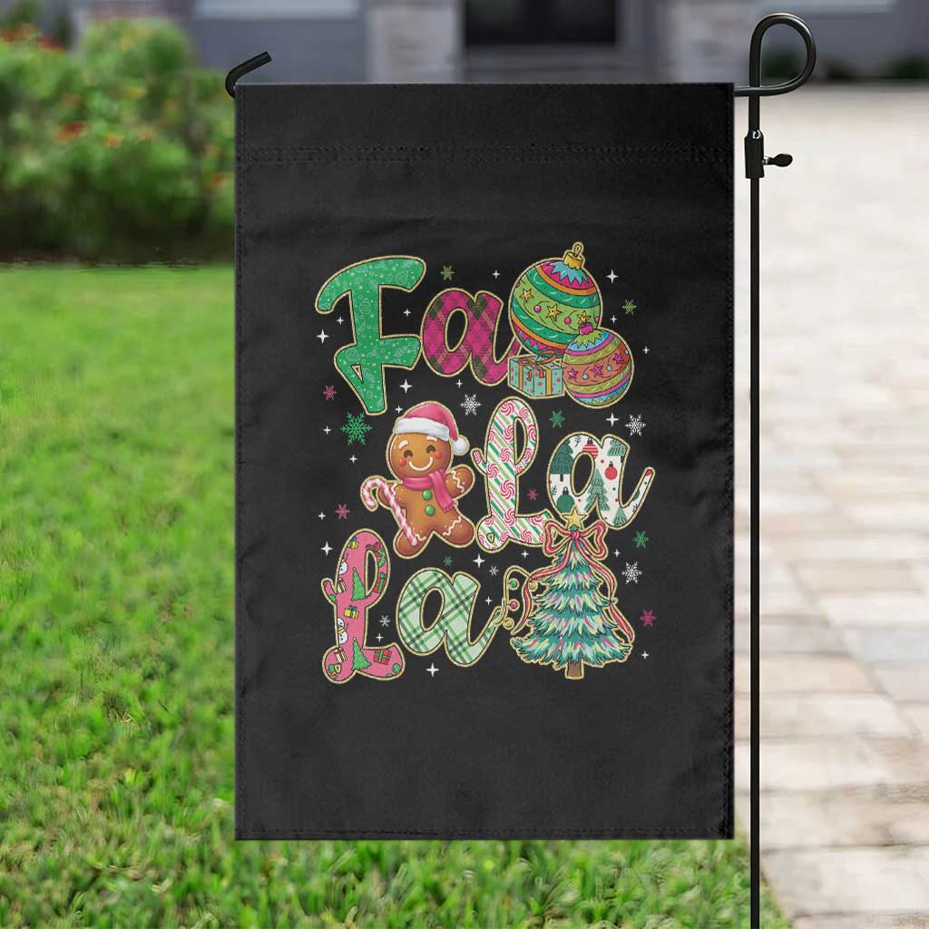 Funny Falala Christmas Song Faux Glitter Gingerbread Garden Flag TS11 Print Your Wear