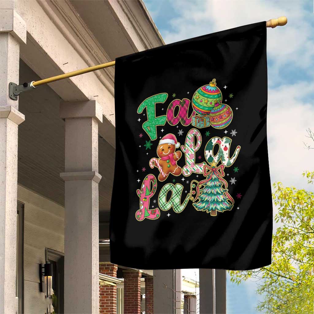 Funny Falala Christmas Song Faux Glitter Gingerbread Garden Flag TS11 Print Your Wear