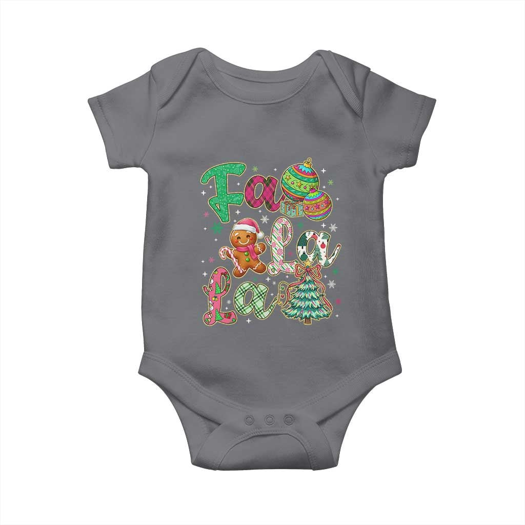 Funny Falala Christmas Song Faux Glitter Gingerbread Baby Onesie TS11 Charcoal Print Your Wear