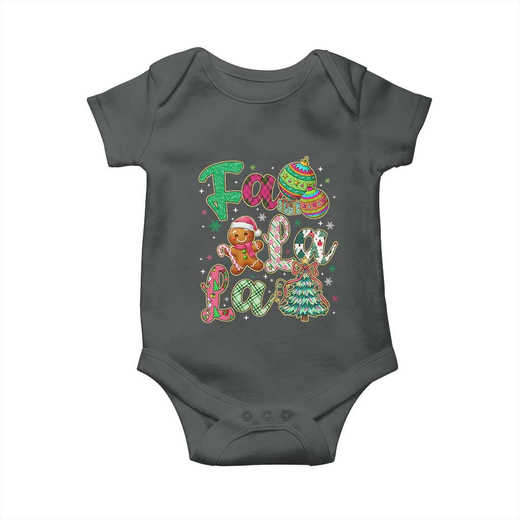 Funny Falala Christmas Song Faux Glitter Gingerbread Baby Onesie TS11 Dark Heather Print Your Wear