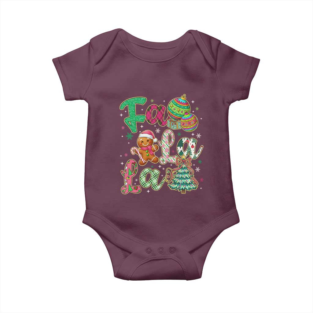 Funny Falala Christmas Song Faux Glitter Gingerbread Baby Onesie TS11 Maroon Print Your Wear