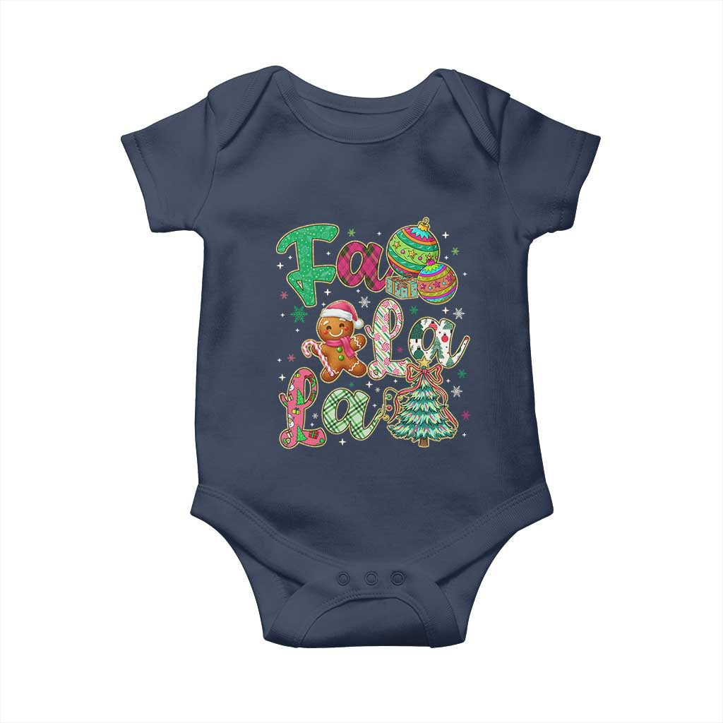 Funny Falala Christmas Song Faux Glitter Gingerbread Baby Onesie TS11 Navy Print Your Wear