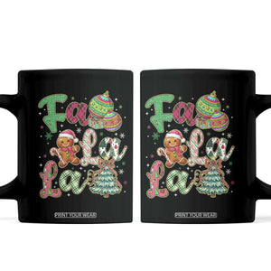 Funny Falala Christmas Song Faux Glitter Gingerbread Coffee Mug TS11 Black Print Your Wear