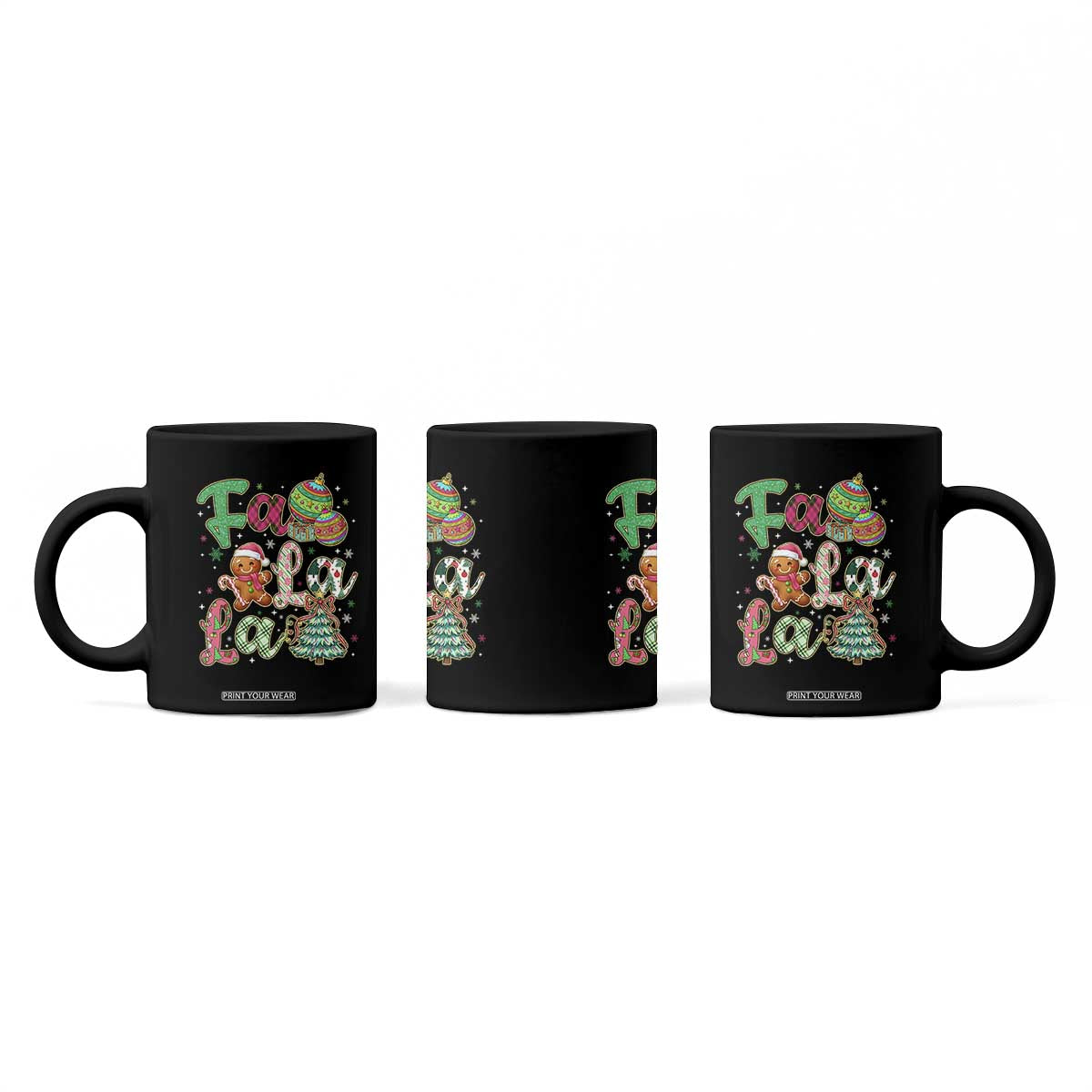 Funny Falala Christmas Song Faux Glitter Gingerbread Coffee Mug TS11 Print Your Wear