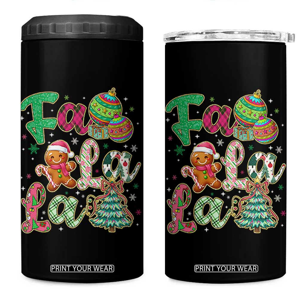 Funny Falala Christmas Song Faux Glitter Gingerbread 4 in 1 Can Cooler Tumbler TS11 One Size: 16 oz Black Print Your Wear