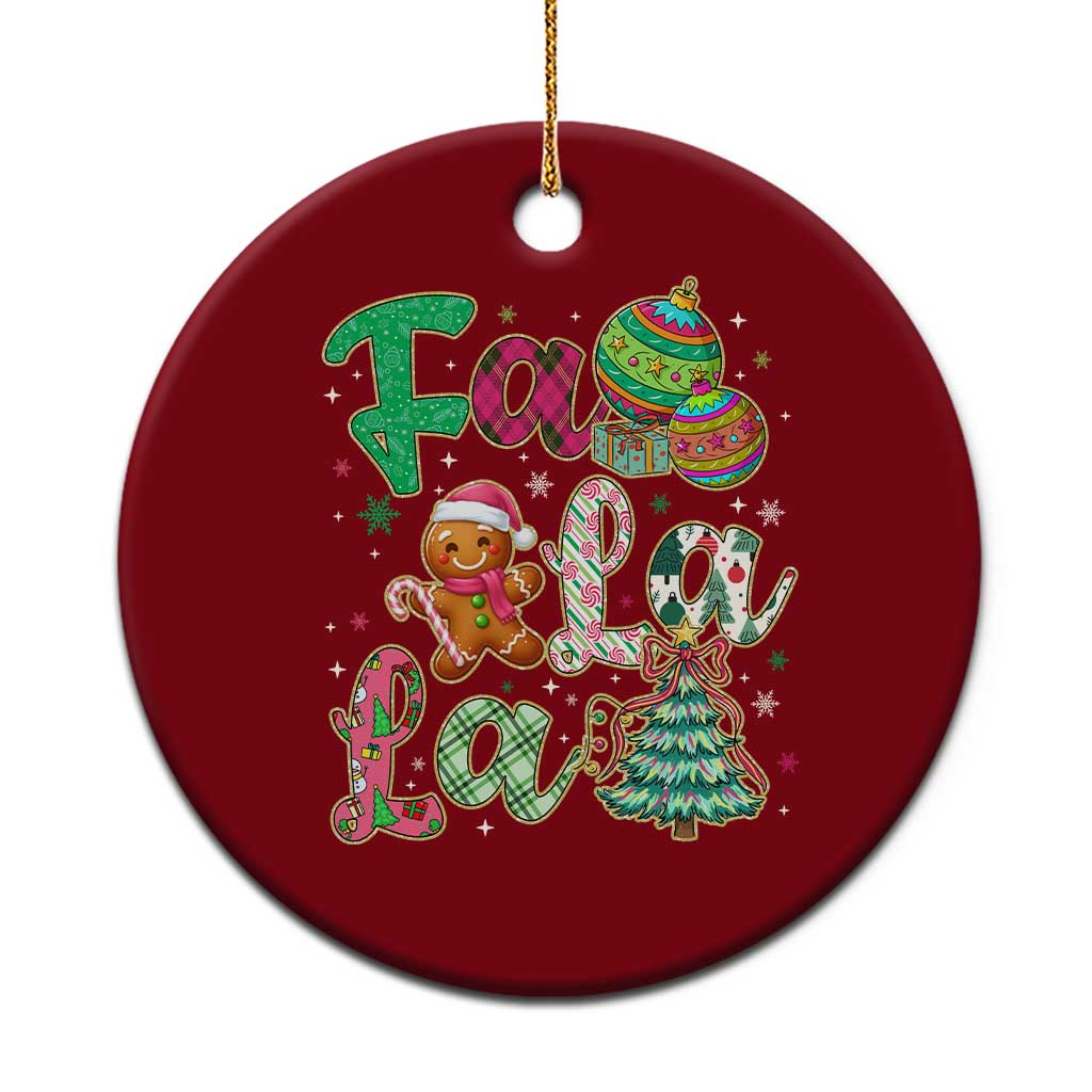 Funny Falala Xmas Song Faux Glitter Gingerbread Ceramic Ornament TS11 1pc Red Print Your Wear
