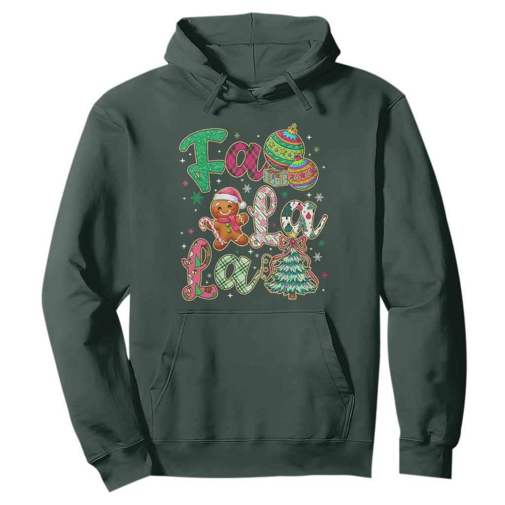 Funny Falala Christmas Song Faux Glitter Gingerbread Hoodie TS11 Dark Forest Green Print Your Wear