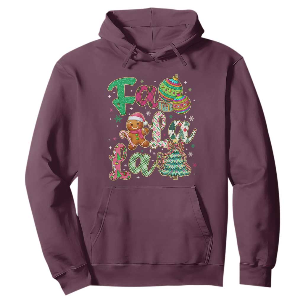 Funny Falala Christmas Song Faux Glitter Gingerbread Hoodie TS11 Maroon Print Your Wear