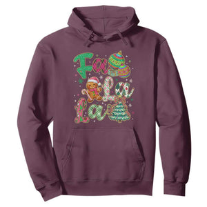 Funny Falala Christmas Song Faux Glitter Gingerbread Hoodie TS11 Maroon Print Your Wear