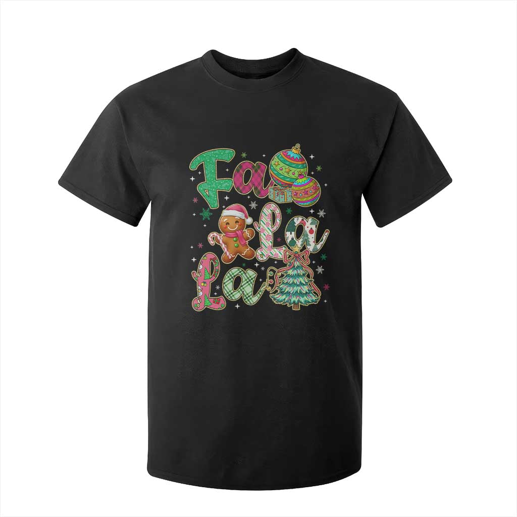 Funny Falala Christmas Song Faux Glitter Gingerbread T Shirt For Kid TS11 Black Print Your Wear