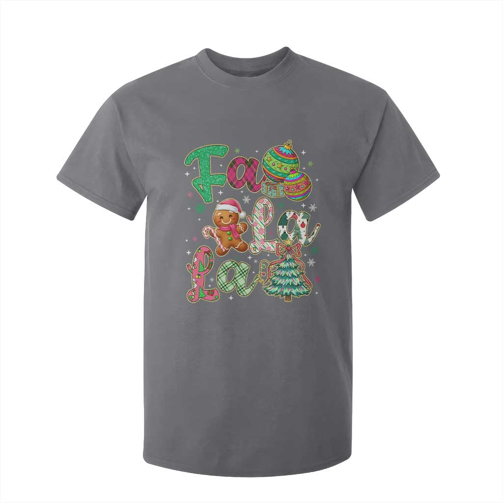 Funny Falala Christmas Song Faux Glitter Gingerbread T Shirt For Kid TS11 Charcoal Print Your Wear