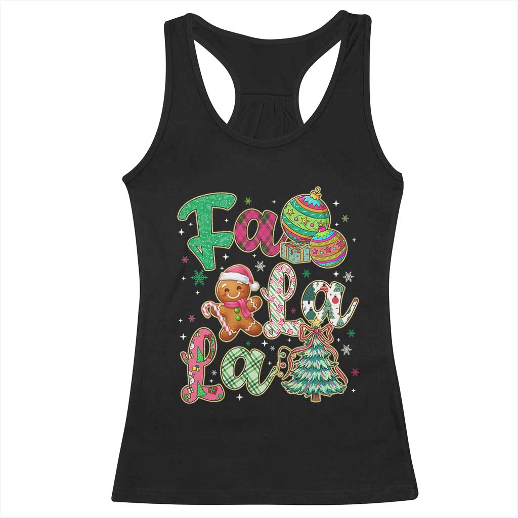 Funny Falala Christmas Song Faux Glitter Gingerbread Racerback Tank Top TS11 Black Print Your Wear