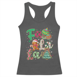 Funny Falala Christmas Song Faux Glitter Gingerbread Racerback Tank Top TS11 Dark Heather Print Your Wear