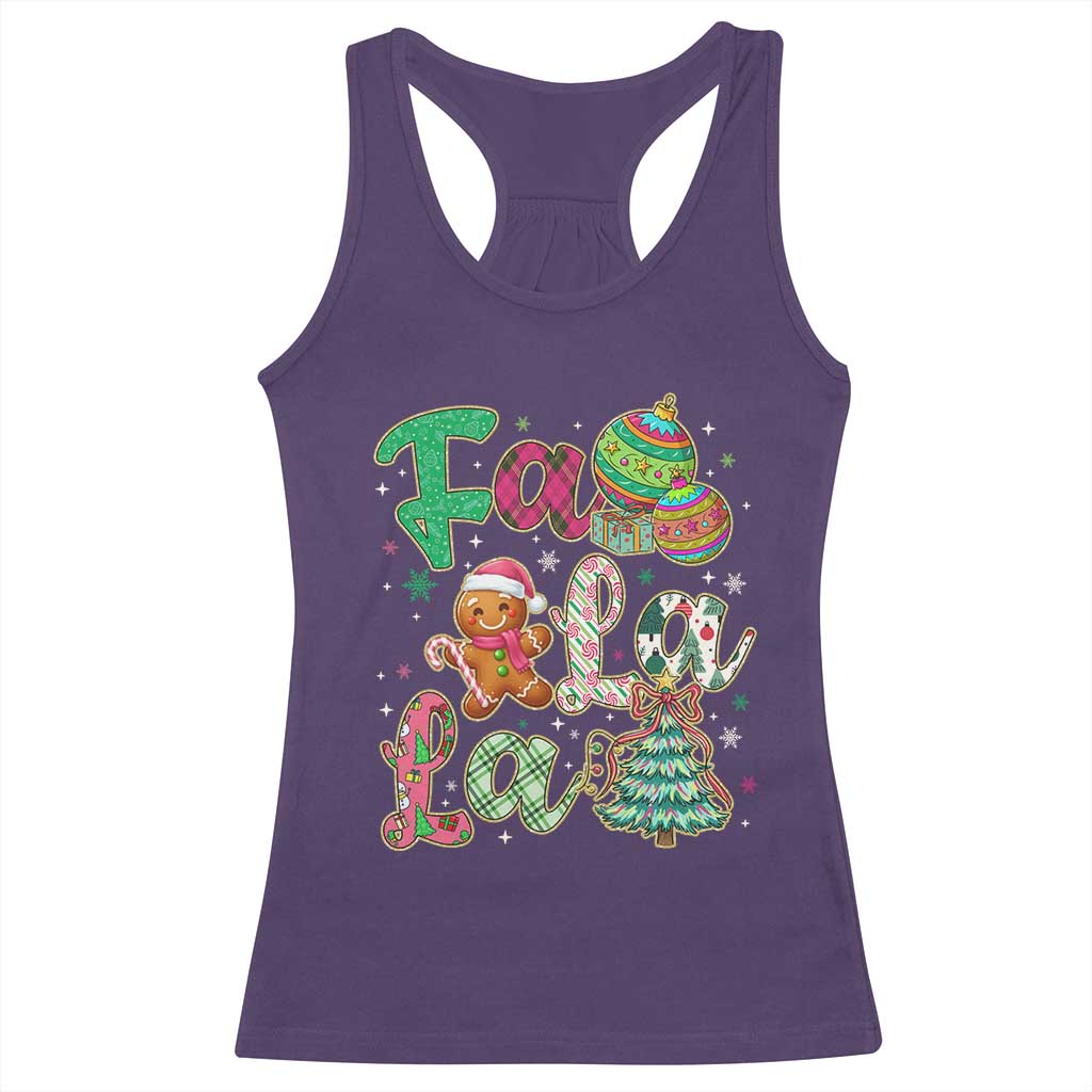 Funny Falala Christmas Song Faux Glitter Gingerbread Racerback Tank Top TS11 Purple Print Your Wear