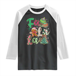 Funny Falala Christmas Song Faux Glitter Gingerbread Raglan Shirt TS11 Black White Print Your Wear