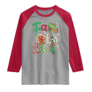 Funny Falala Christmas Song Faux Glitter Gingerbread Raglan Shirt TS11 Sport Gray Red Print Your Wear