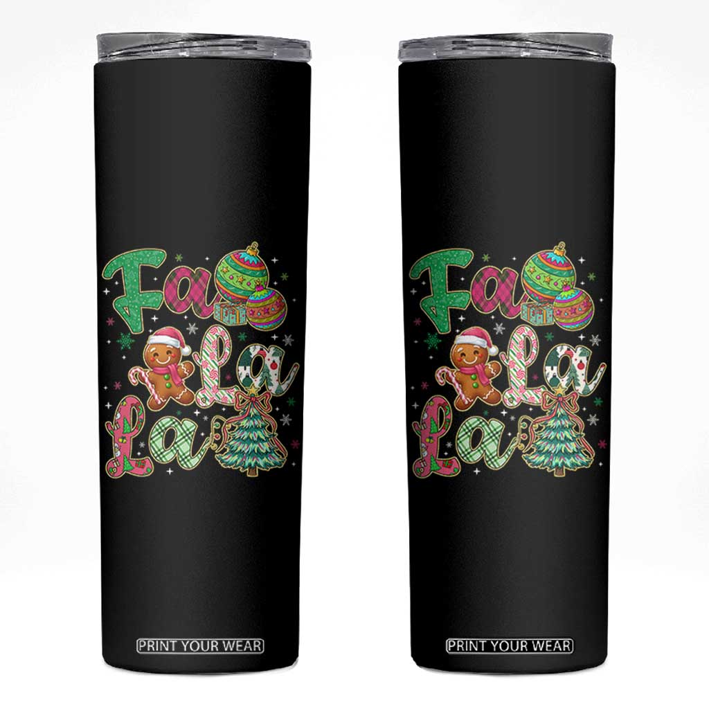 Funny Falala Christmas Song Faux Glitter Gingerbread Skinny Tumbler TS11 Black Print Your Wear