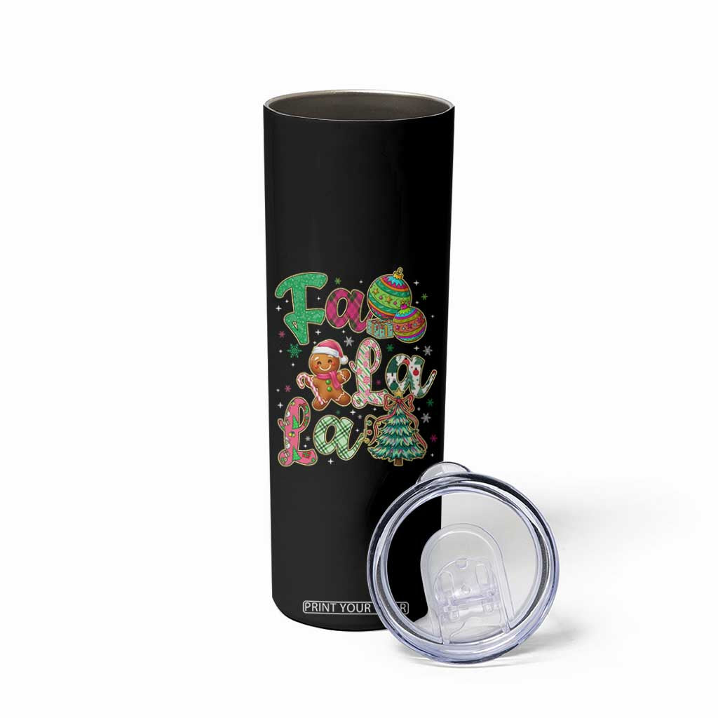 Funny Falala Christmas Song Faux Glitter Gingerbread Skinny Tumbler TS11 Print Your Wear