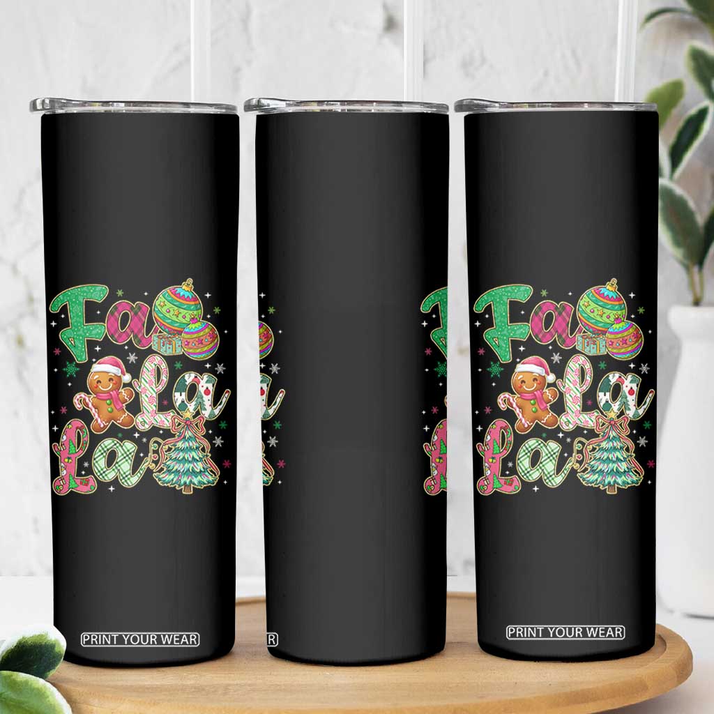 Funny Falala Christmas Song Faux Glitter Gingerbread Skinny Tumbler TS11 Print Your Wear