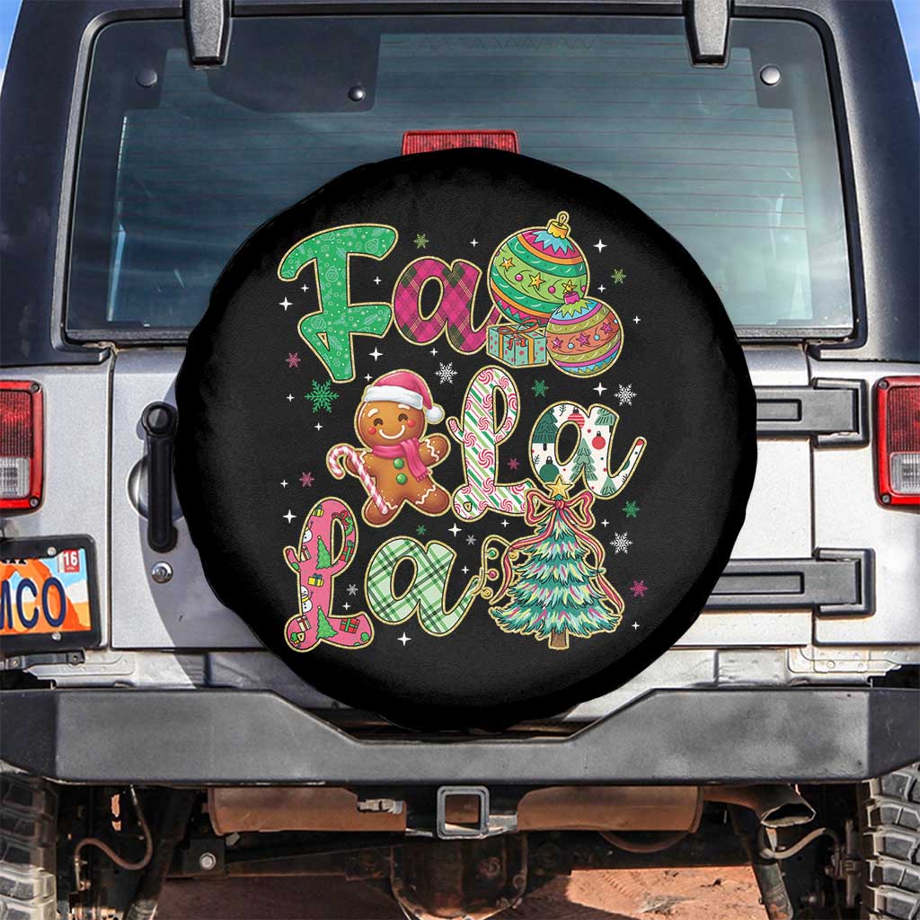 Funny Falala Christmas Song Faux Glitter Gingerbread Spare Tire Cover TS11 No hole Black Print Your Wear