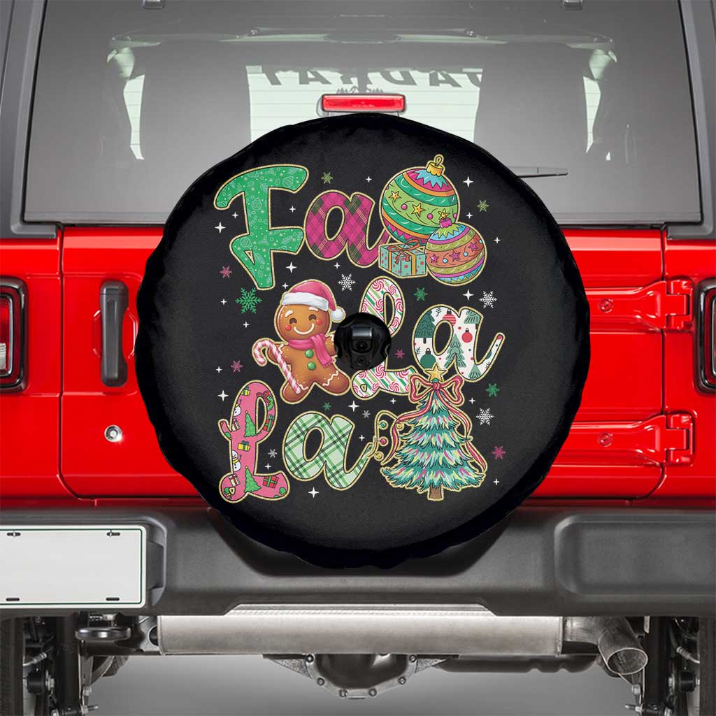 Funny Falala Christmas Song Faux Glitter Gingerbread Spare Tire Cover TS11 Black Print Your Wear