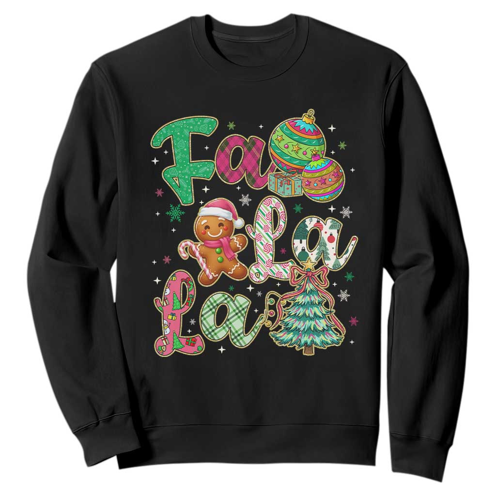 Funny Falala Christmas Song Faux Glitter Gingerbread Sweatshirt TS11 Black Print Your Wear